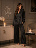 Midnight Black Luxe Satin Nightsuit Set