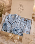 Sky Blue Printed Satin Gift Box Nightsuit Set