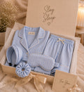 Powder Blue Striped Satin Gift Box Nightsuit Set