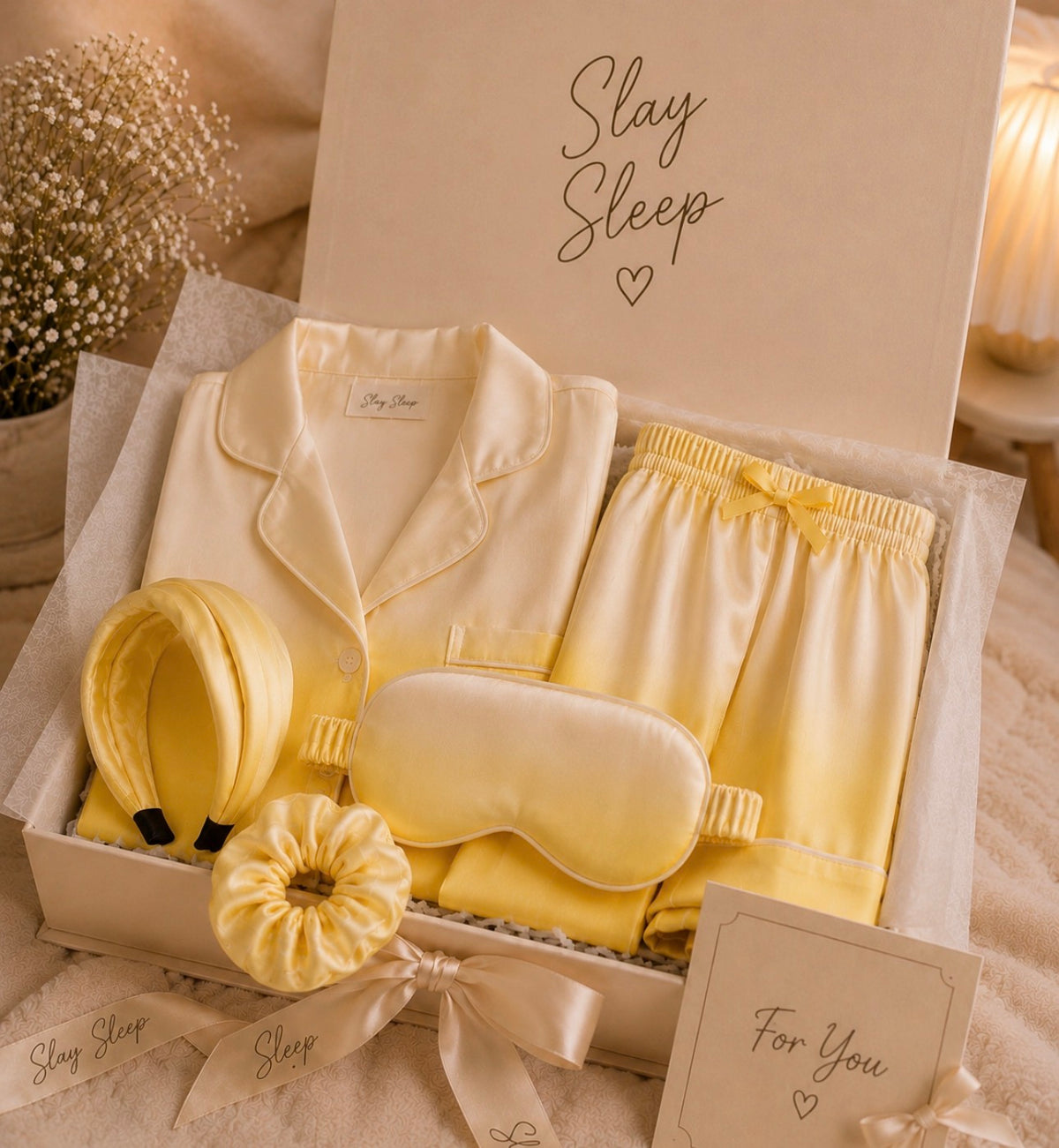 Sunshine Yellow Luxe Satin Gift Box Set