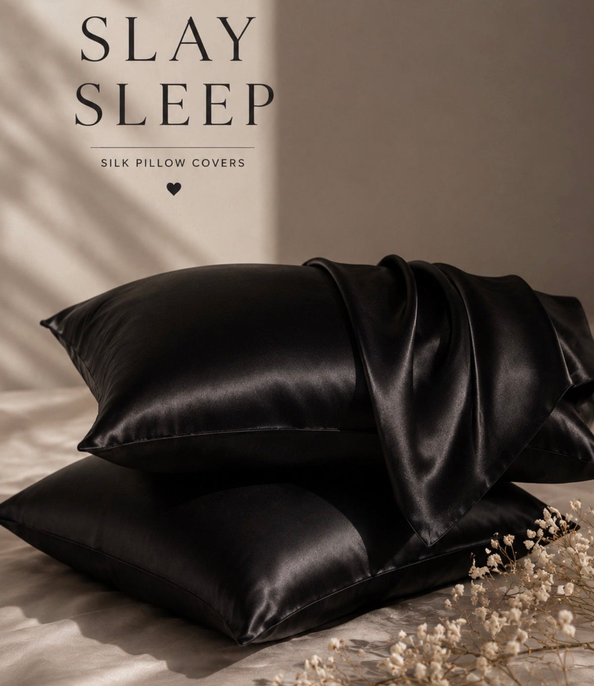 Luxe Black Silk Pillowcase