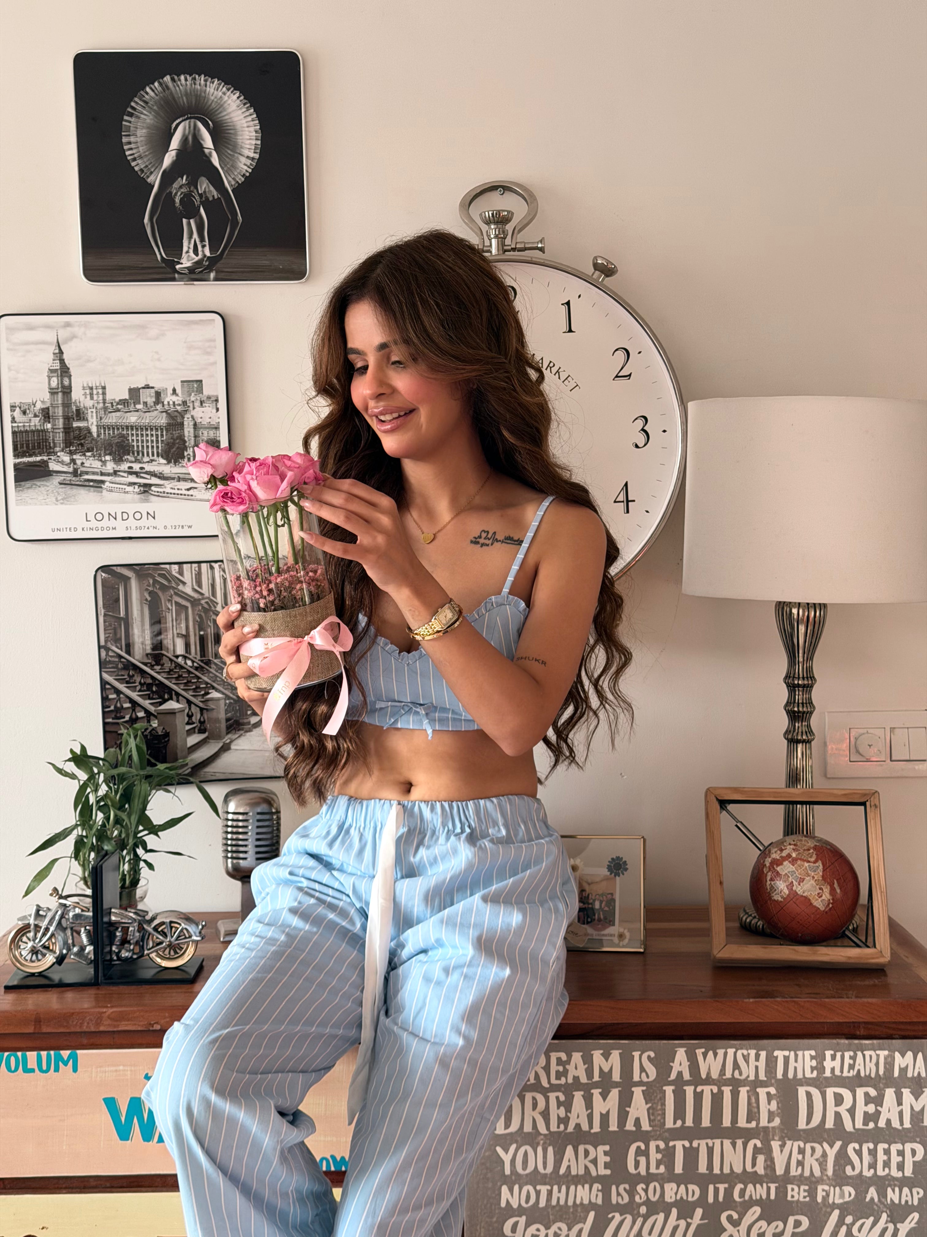 Blue Checkered Co-ord Nightwear Set