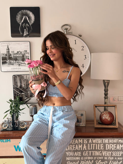 Blue Checkered Co-ord Nightwear Set