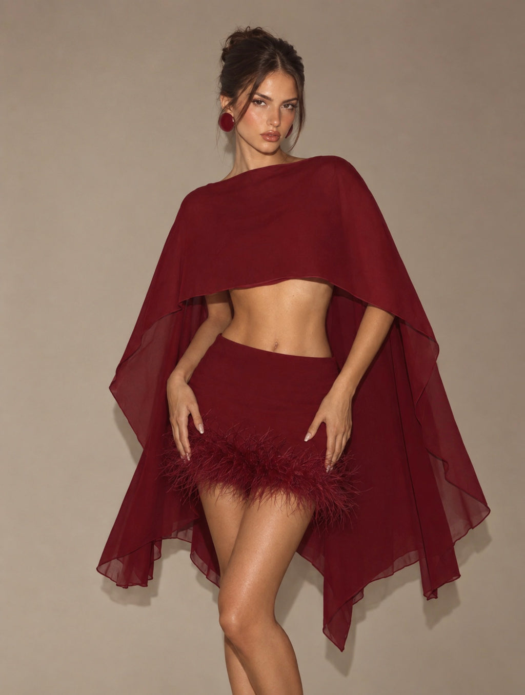 The Bordeaux Feather Co-Ord