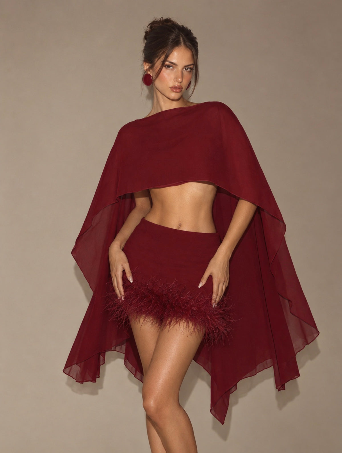 The Bordeaux Feather Co-Ord